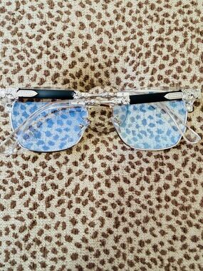 Clear Square Metal-Trim Eyeglasses - Transparent